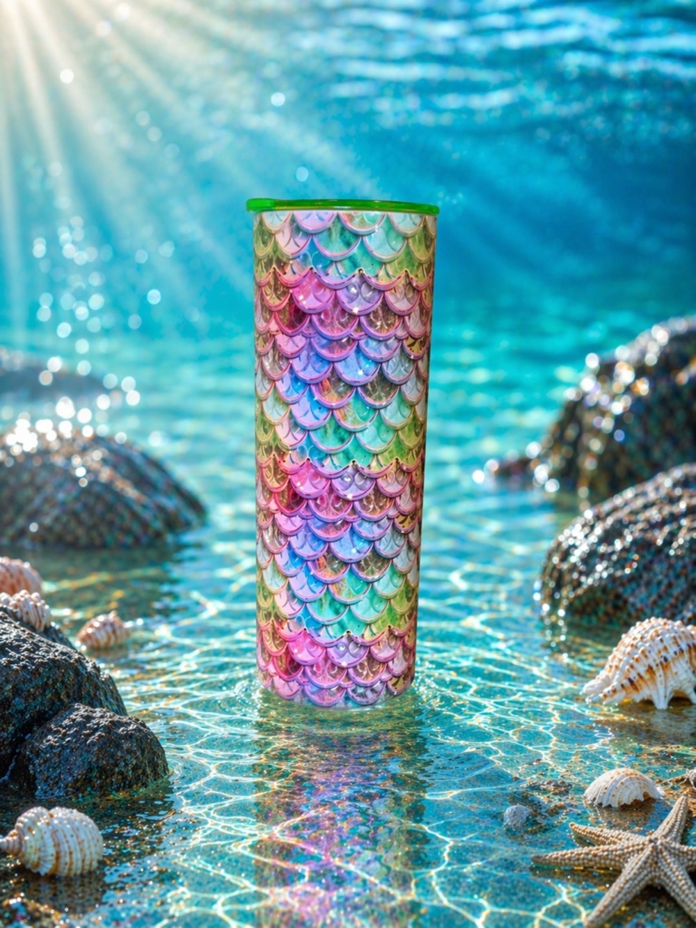 Irregular Mermaid Scale Insulated Travel Tumbler - Multicolor